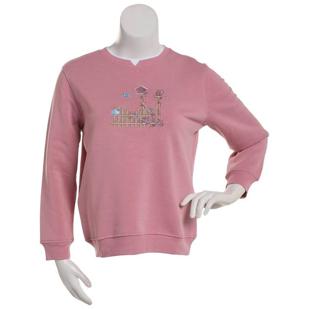 Petite Hasting & Smith Birdhouse Floral Embroidered Sweatshirt