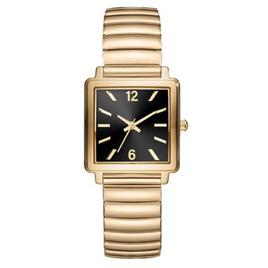 Womens Gold-Tone Black Dial Analog Watch - 15280G-07-G27