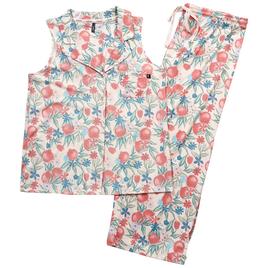 Womens IZOD Sleeveless Pomegranate Party Notch Collar Capri Paja