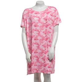 Plus Size Jaclyn Short Sleeve Tropical Scoop Neck Nightshirt