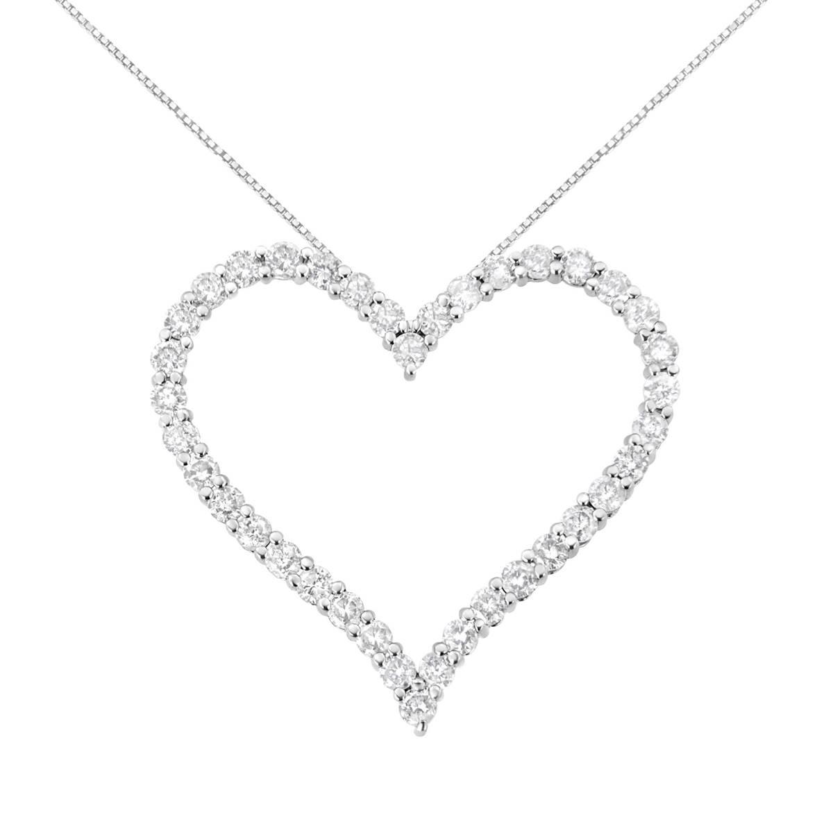 Haus of Brilliance Sterling Silver 3.0ctw. Diamond Heart Pendant