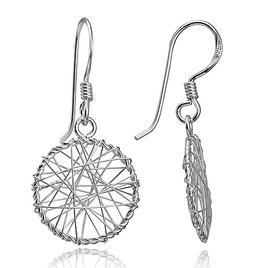 Sterling Silver Round Wire Filigree Drop Earrings