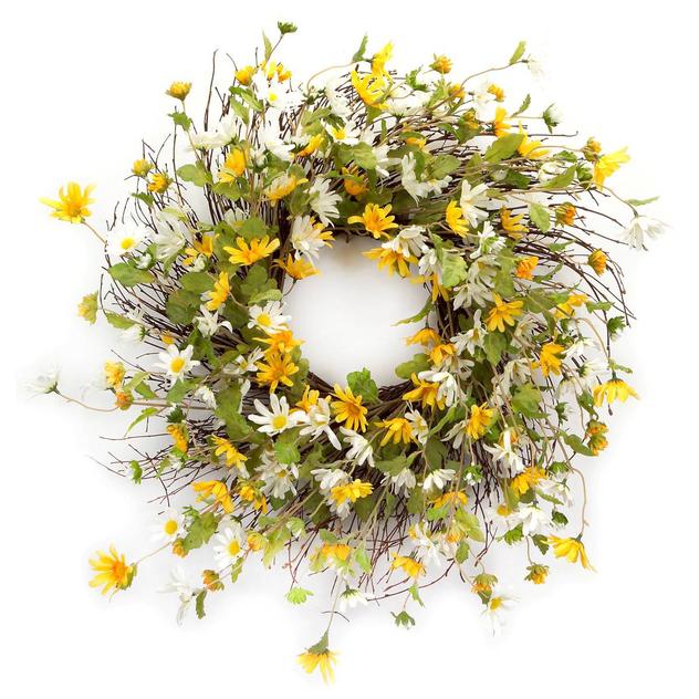 Melrose 24in. Mixed Daisy Floral Wreath