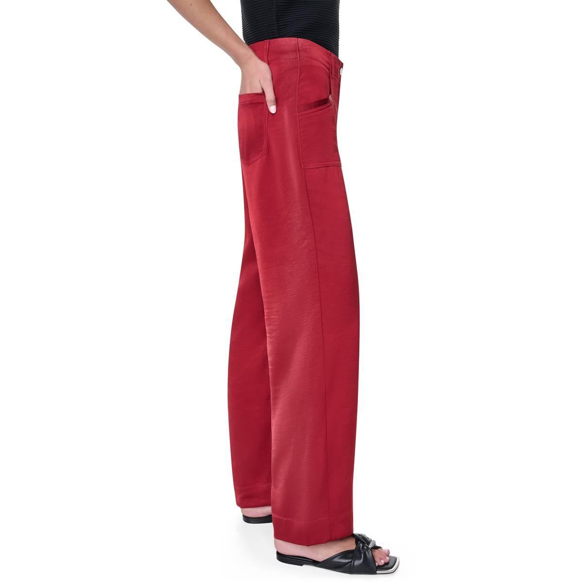 Womens DKNY Mid Rise Top Stitch Straight Leg Pants