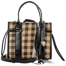 Madden Girl Gingham Straw Mini Tote