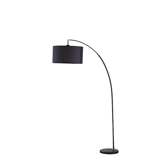 HomeRoots 86in. Black Arc Floor Lamp with Drum Shade