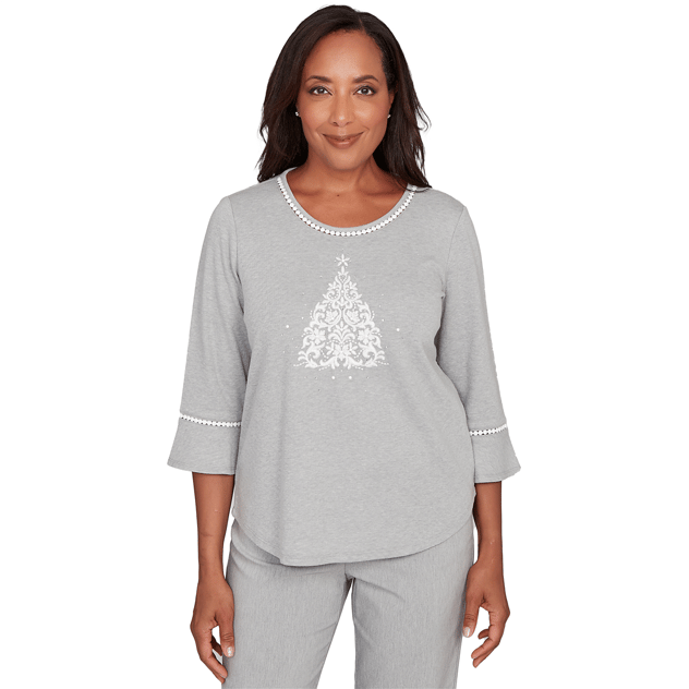 Petite Alfred Dunner Stockbridge Christmas Tree Stud Tee