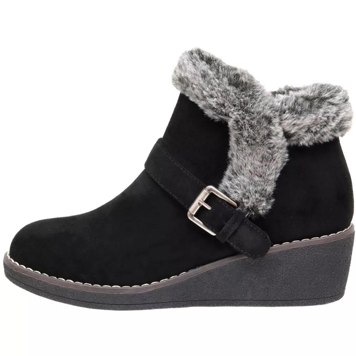 Womens New @ttitude Rhodes Ankle Boot With Faux Fur Trim