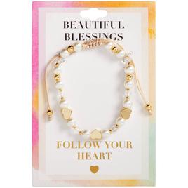 Beautiful Blessings Gold-Tone Pearl Heart Bracelet