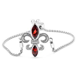 Haus of Brilliance Red Garnet & Diamond Accent Bolo Bracelet