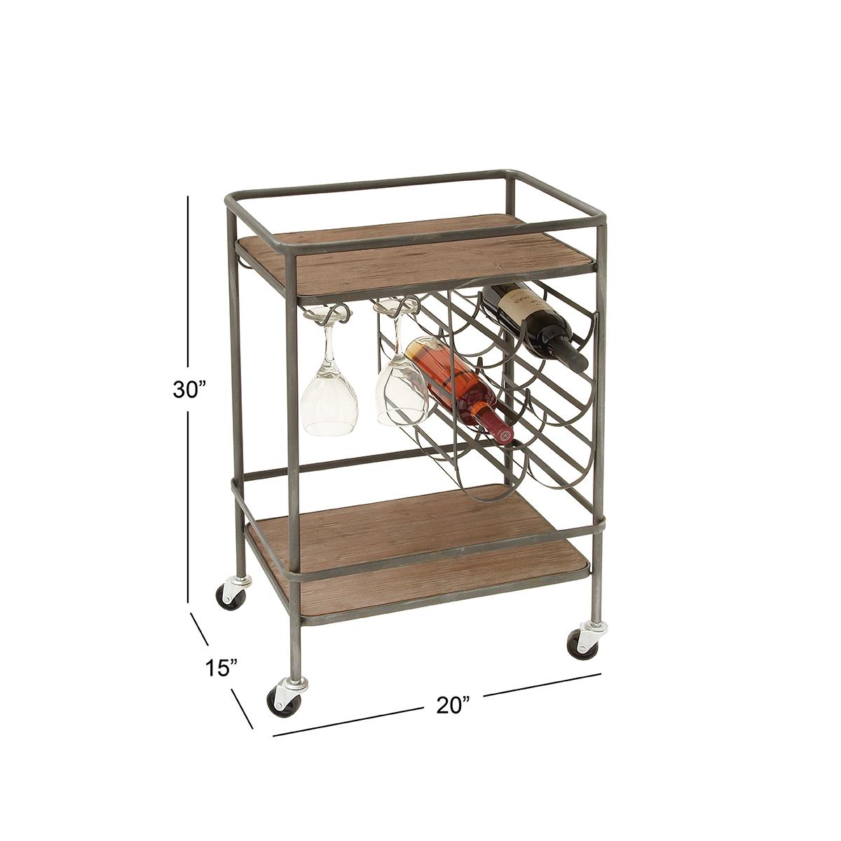 9th & Pike® Chinese Fir And Metal Industrial Bar Cart