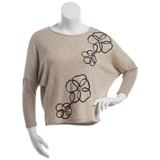 Womens Kathy Ireland Dolman Sleeve Soutache Embellishment Sweater