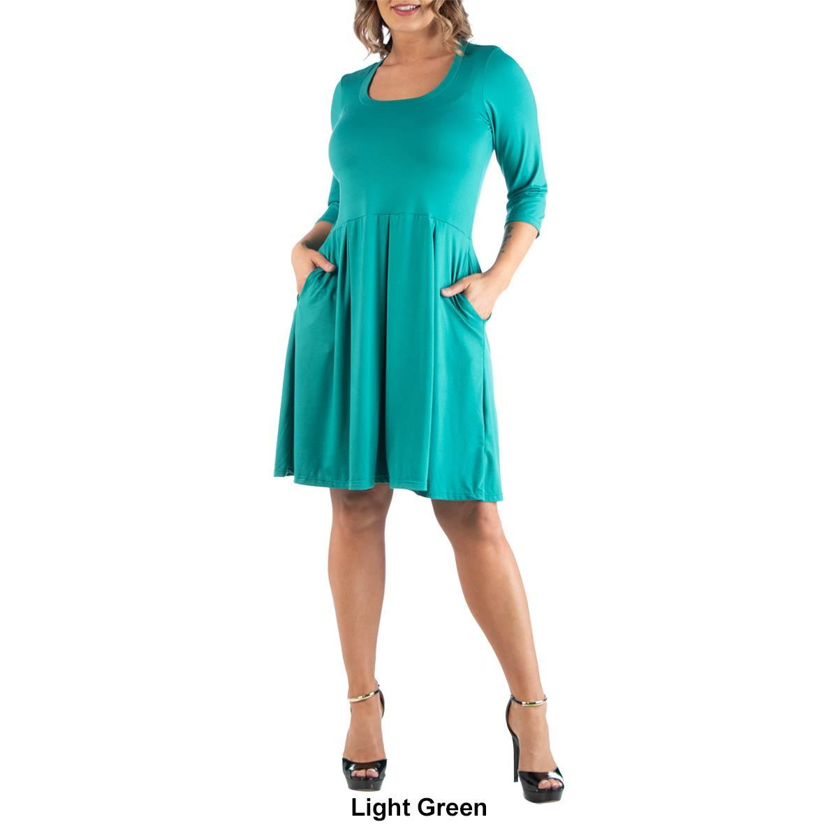 Plus Size 24/7 Comfort Apparel Elbow Sleeve Pocket Shift Dress