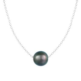 Splendid Pearls Sterling Silver Tahitian Pearl Slider Necklace