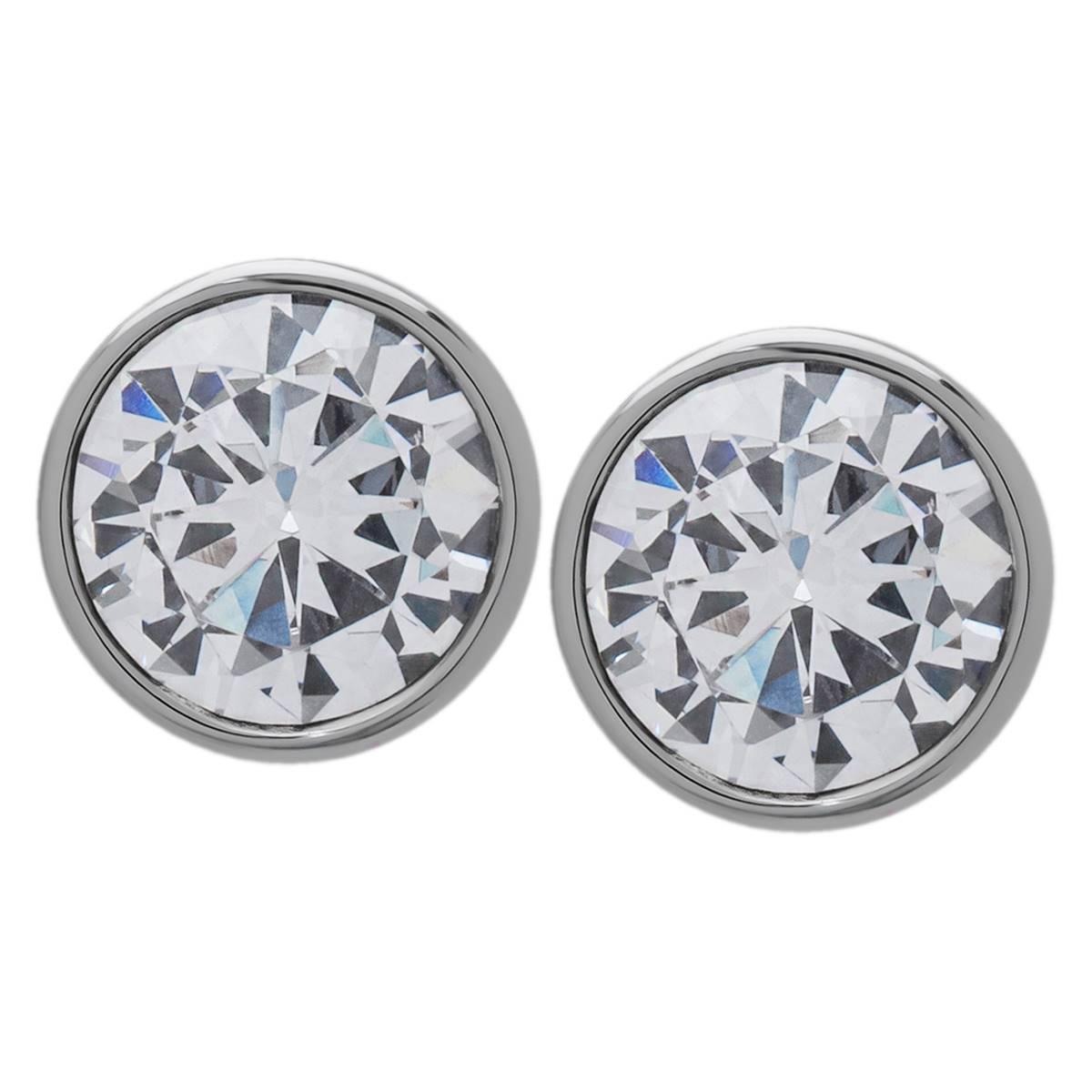 Sterling Silver CZ Bezel Earrings