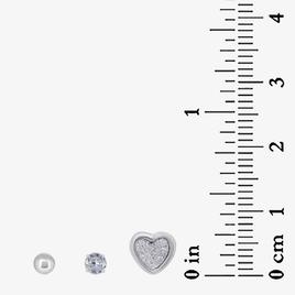 Forever New Sterling Silver Heart, CZ, & Ball Stud Earrings Set