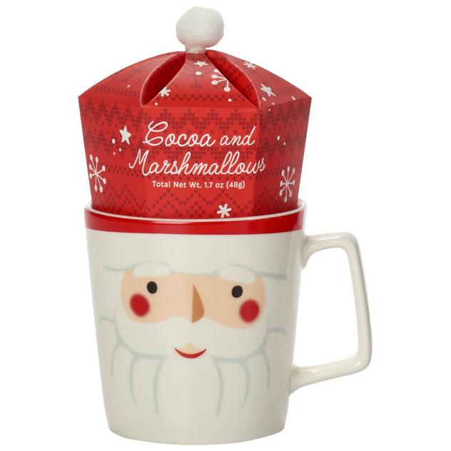 Santa-Themed Ceramic Mug with Cocoa Mix
