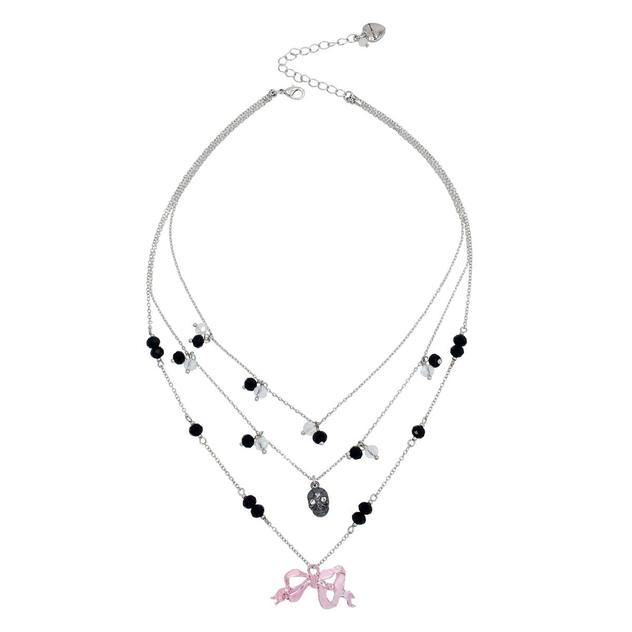 Betsey Johnson Bow & Skull Multi-Strand Necklace