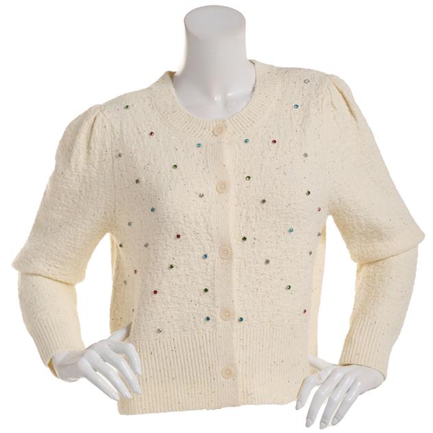 Womens Nanette Lepore Long Sleeve Colorful Rhinestone Cardigan