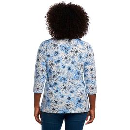 Petite Emily Daniels 3/4 Sleeve Floral Brunnera Blouse