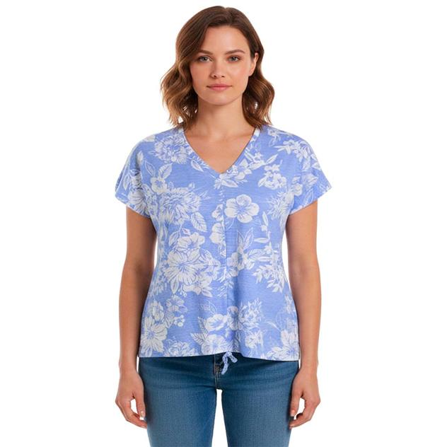Plus Size Erika Dolman Sleeve Ruched Front Floral Tee