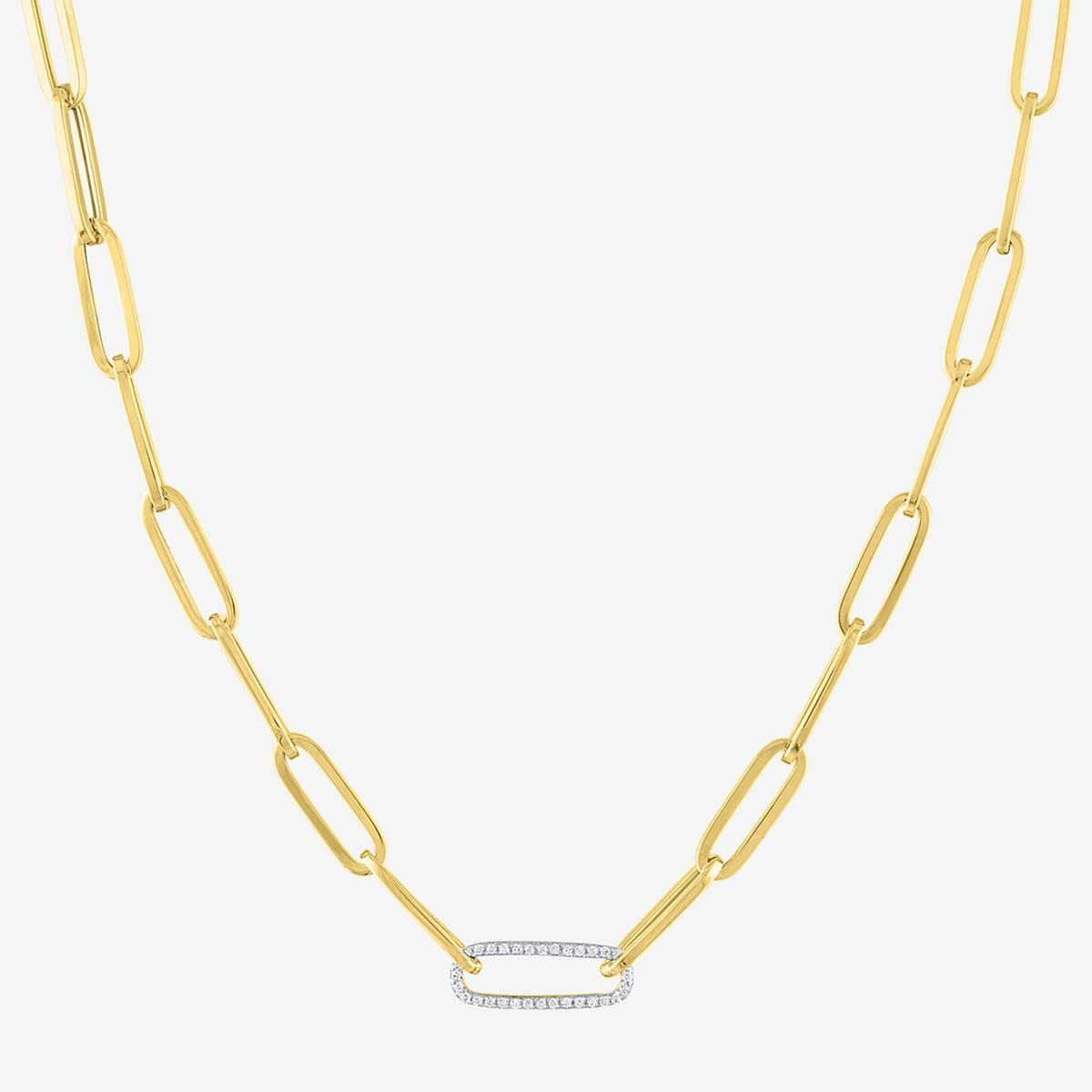 Nova Star(R) Gold Over Silver Lab Grown Diamond Paper Clip Necklace
