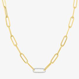 Nova Star(R) Gold Over Silver Lab Grown Diamond Paper Clip Necklace