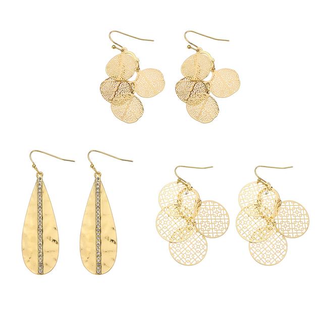 Ashley Cooper™ Trio Gold-Tone Filigree Drop Earrings Set