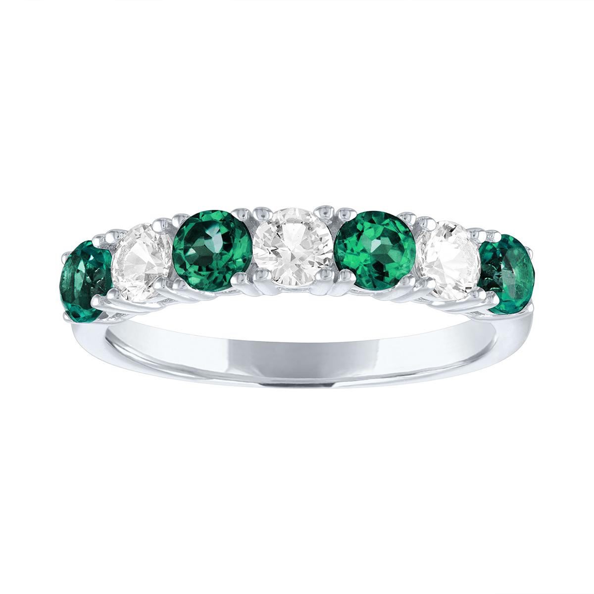 Gemstone Classics(tm) Silver Created Blue/White Sapphire Band