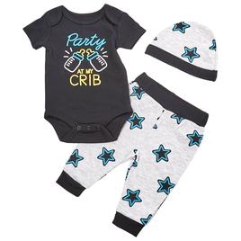 Baby Boy (NB-9M) bon bebe(R) Party Bodysuit & Pants Set with Hat