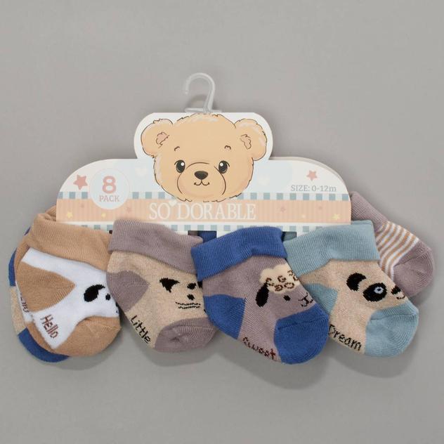 Baby Girl (NB-12M) so'dorable 8pk. Animal Terry Turn Cuff Socks