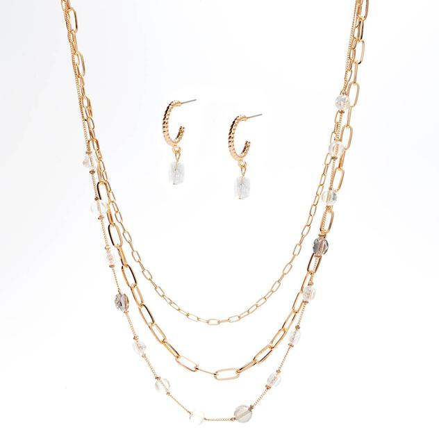 Ashley Cooper™ Layered Paper Clip Chain & Earring Set