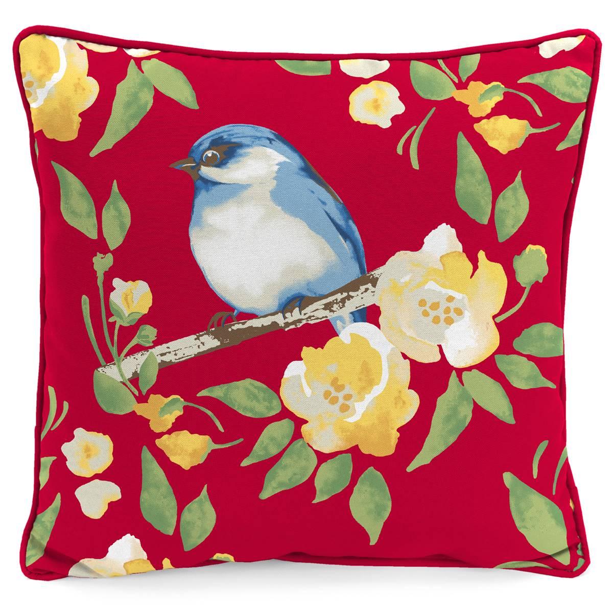 Jordan Manufacturing Bluebird Floral Outdoor Throw Pillow