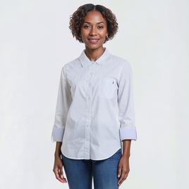 Womens Nautica Jeans Solid Roll Tab Sleeve Casual Button Down