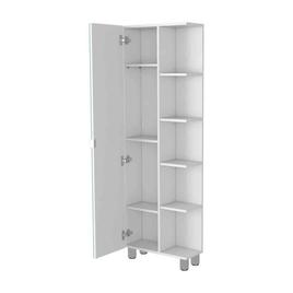FM FURNITURE Los Angeles White Linen Cabinet w/ Mirror