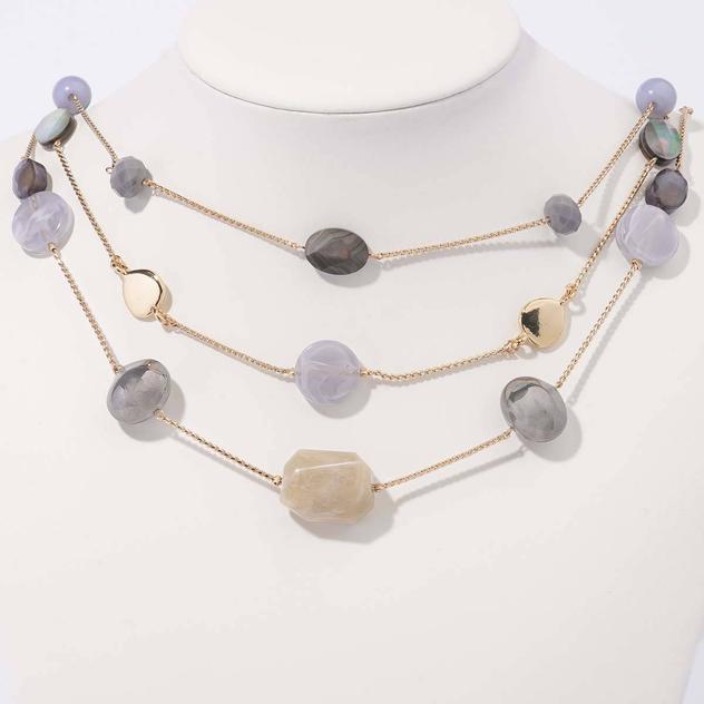 Ashley Cooper™ 3 Row Gold-Tone Station Bead Short Necklace