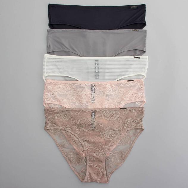 Womens Express 5pk. Lace Strip Mesh Hipster Panties-EX01176A5