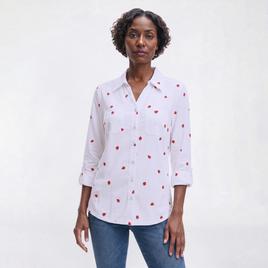 Petite Emily Daniels Strawberry Knit To Fit Casual Button Down