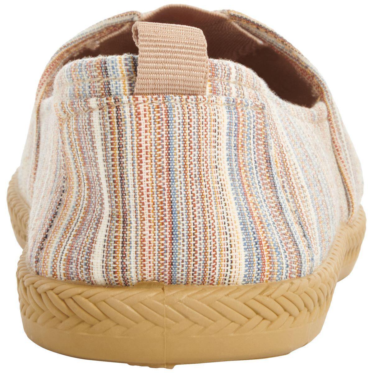 Womens Ashley Blue Canvas Stripe Slip On Flats