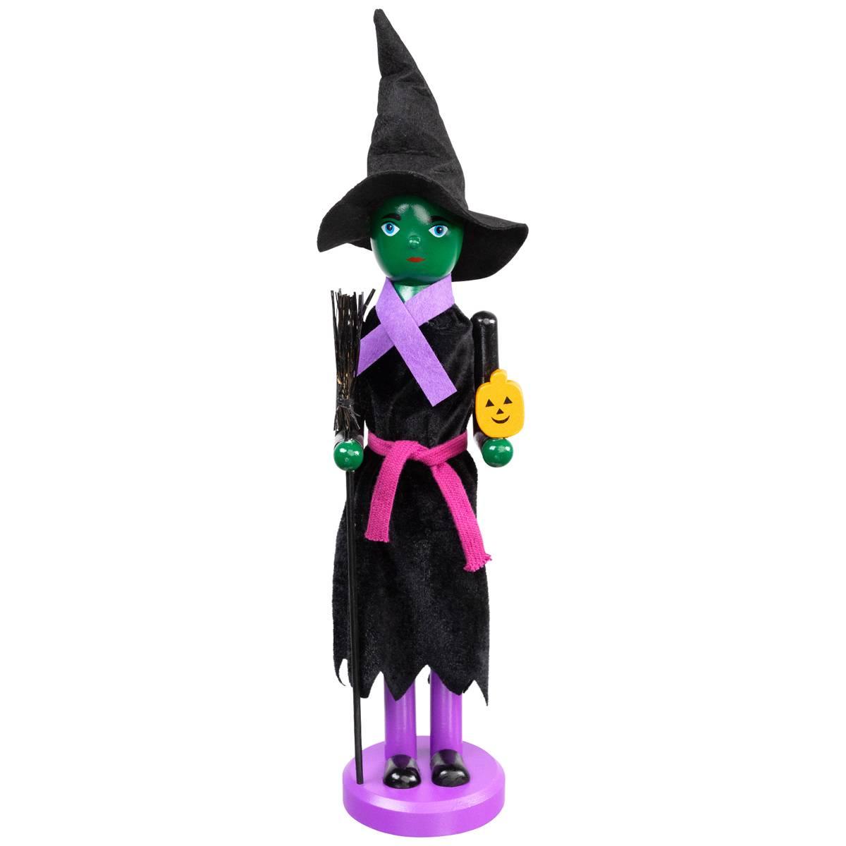 Northlight Seasonal 14in. Green Witch Wooden Halloween Nutcracker
