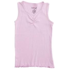 Girls (7-16) Pink Angel(tm) Cinch V-Neck Rib Tank Top w/ Lettuce Hem
