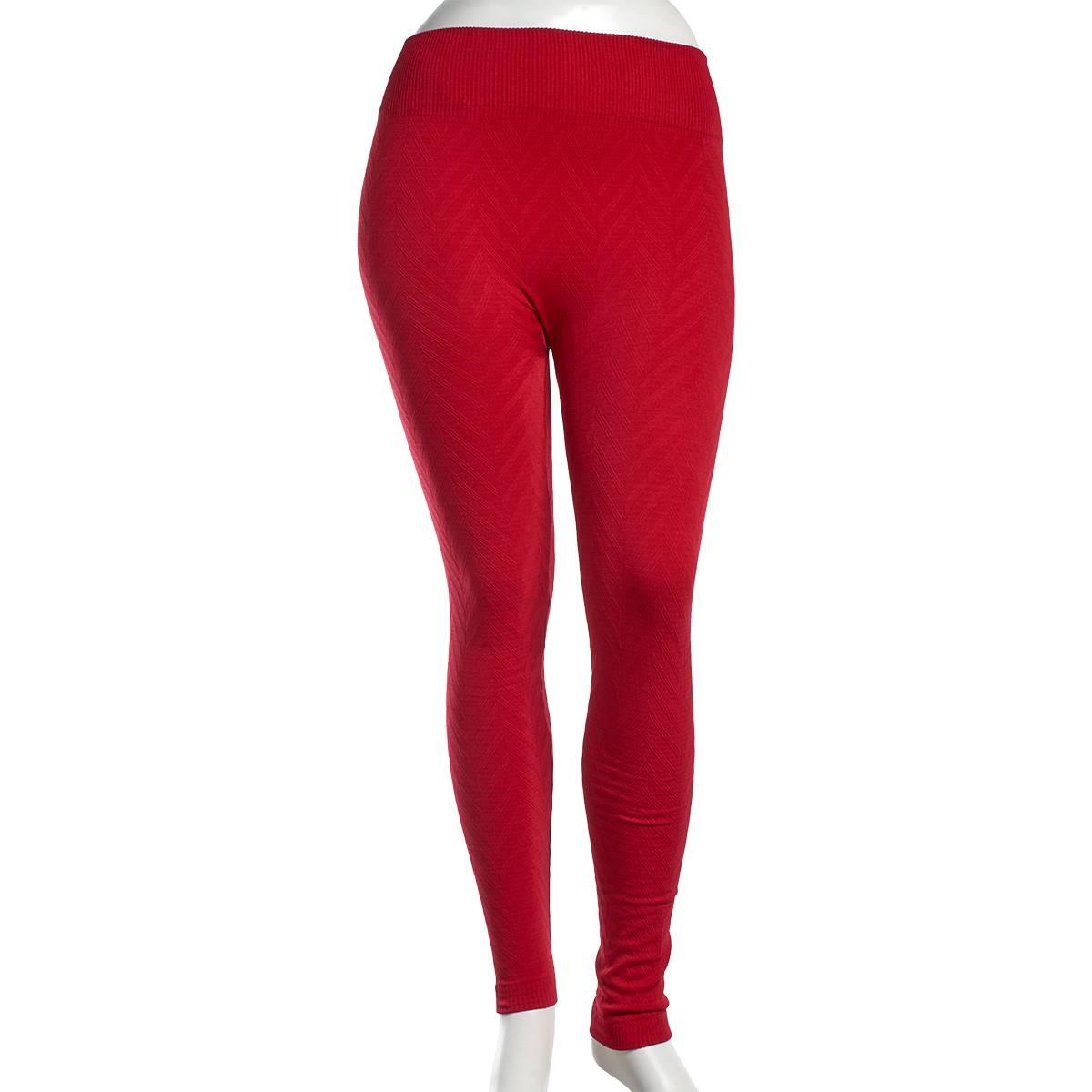 Plus Size Runway Ready Chevron Fleece Lined Leggings - Red