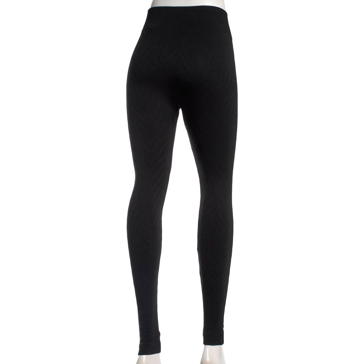 Plus Size Runway Ready Chevron Fleece Lined Leggings - Black