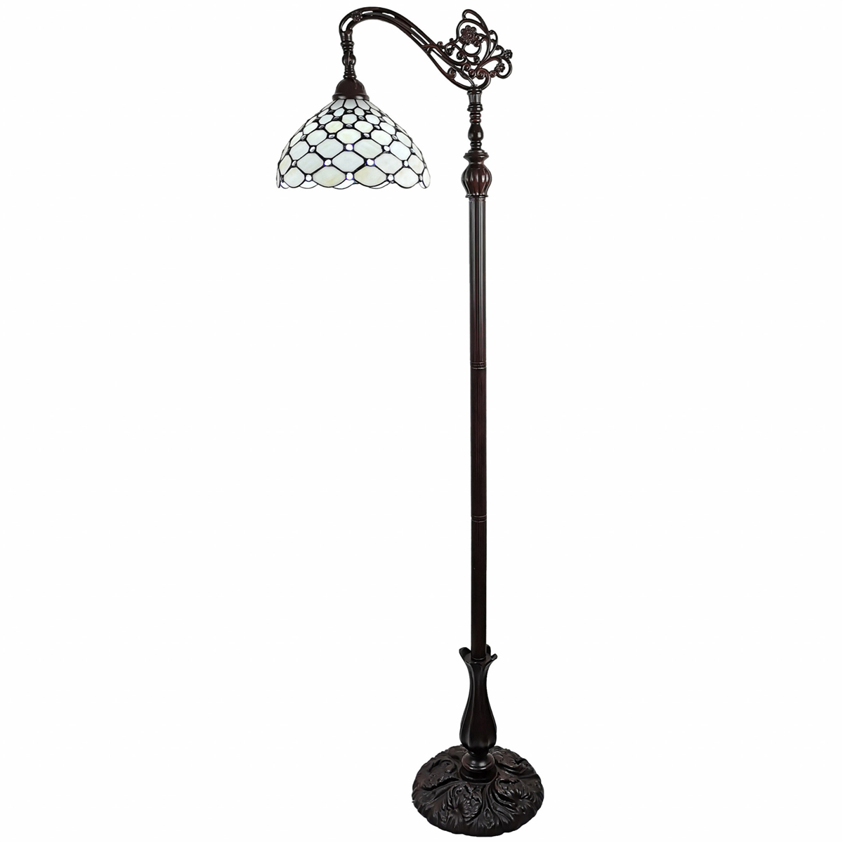 HomeRoots 62 Brown And White Metal Floor Lamp With White Glass