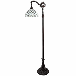 HomeRoots 62 Brown And White Metal Floor Lamp With White Glass