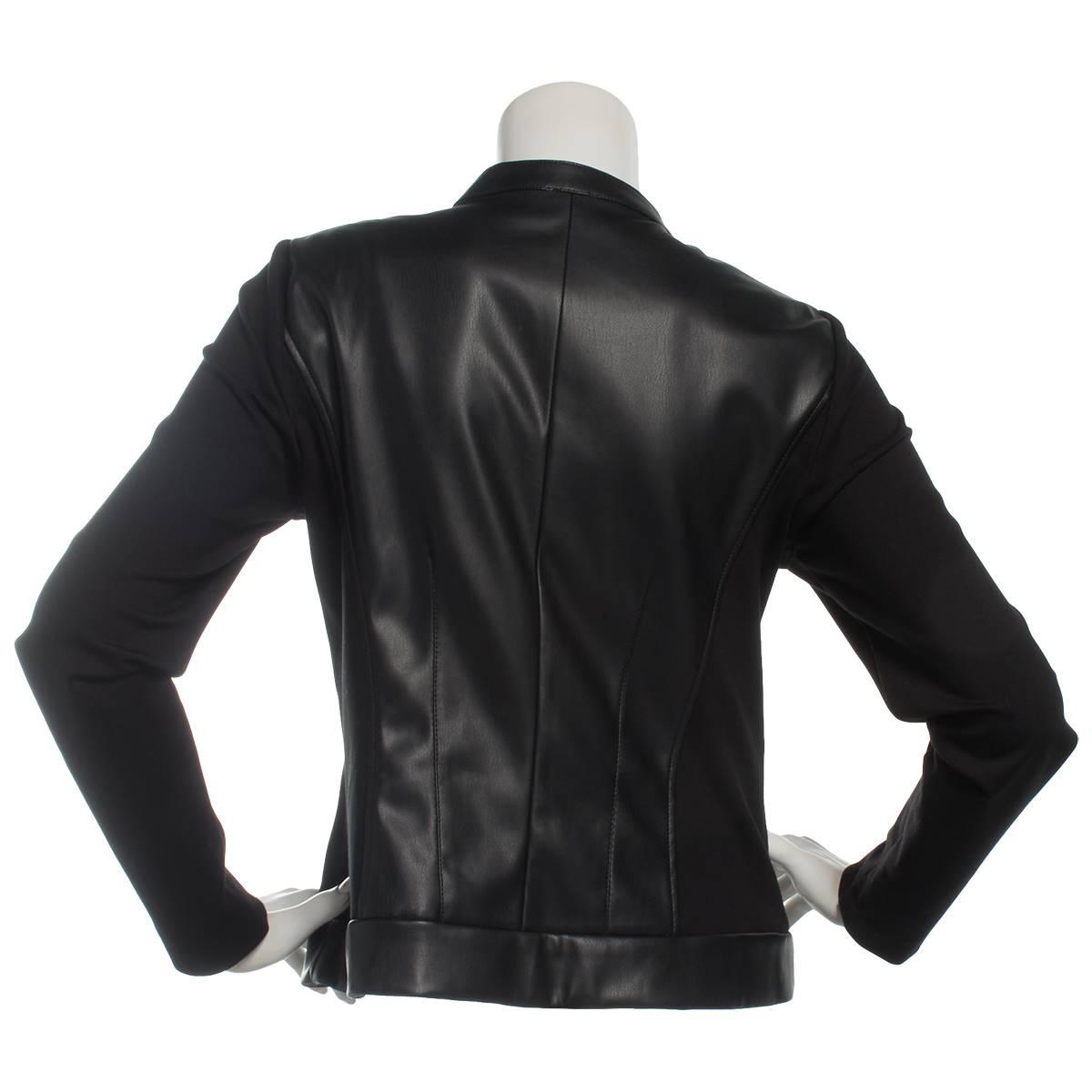 Womens Anne Klein Long Sleeve Full Zip Solid Mixed Media Jacket