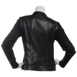 Womens Anne Klein Long Sleeve Full Zip Solid Mixed Media Jacket