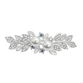 Roman Silver-Tone Crystal and Pearl Hair Barrette