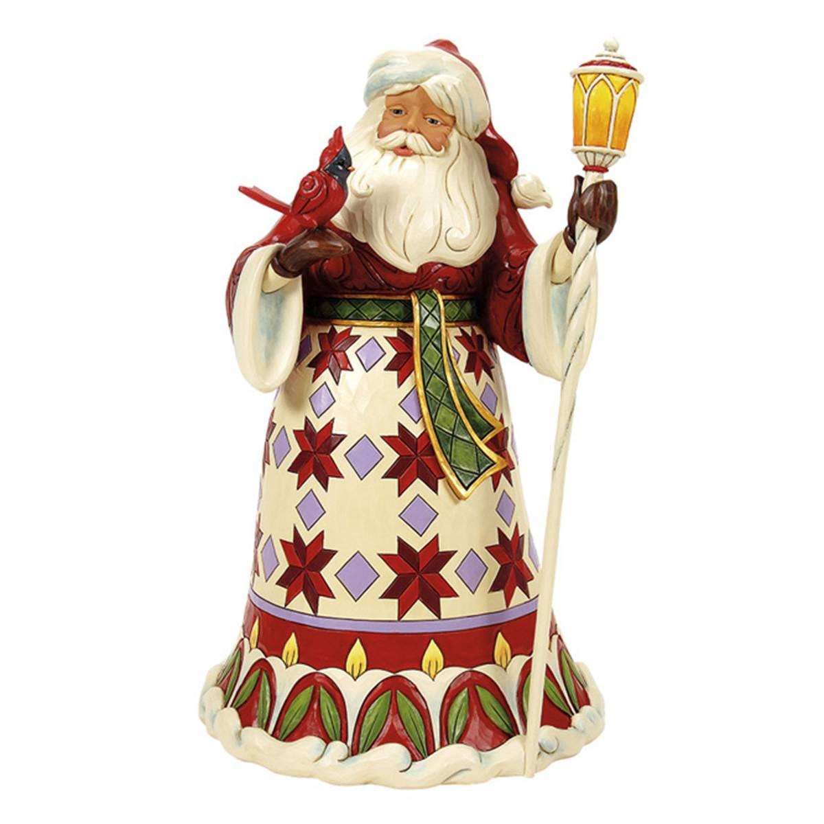 Jim Shore Santa Cardinal on Hand Christmas Figurine