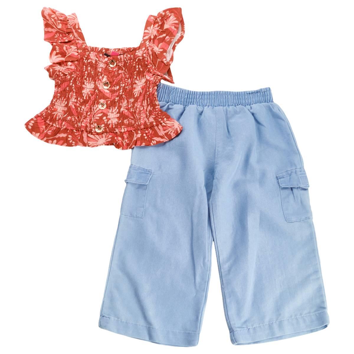 Toddler Girl Vince Camuto Kids Floral Top & Wide Leg Cargo Set